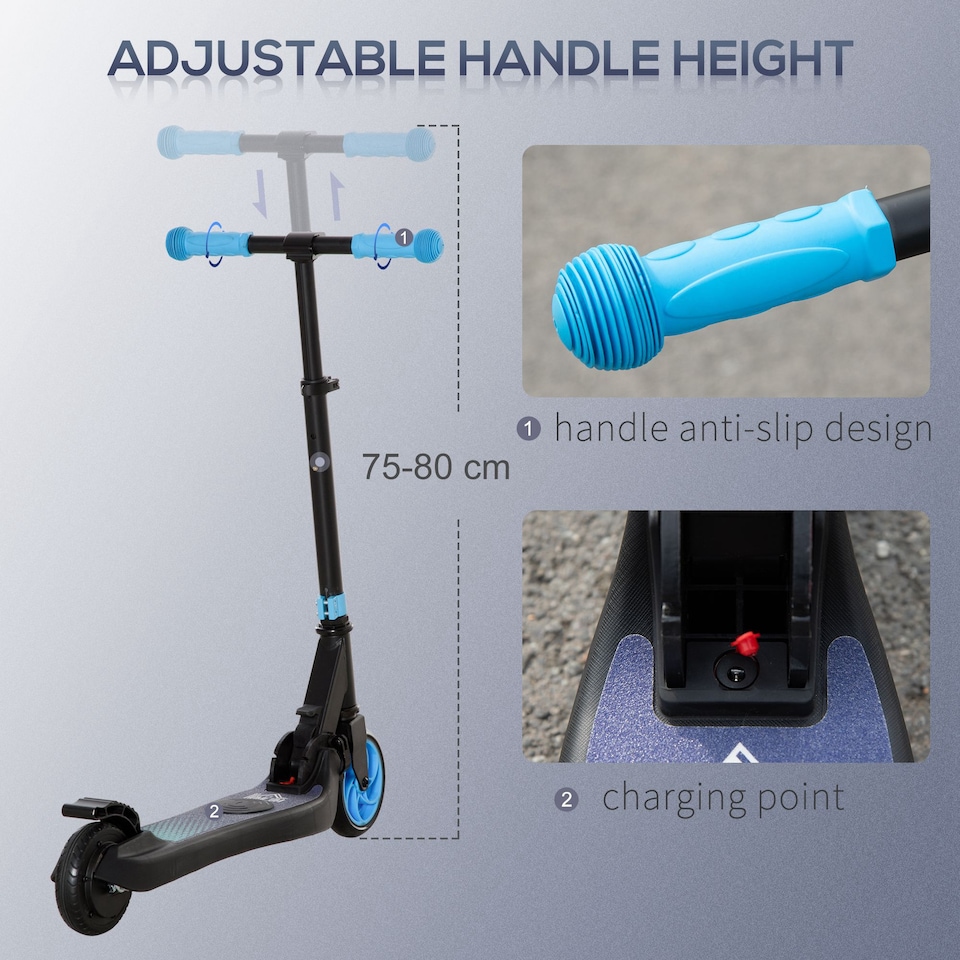 image 1 of HOMCOM Folding Electric Scooter with Rear Wheel Brake, Sky Blue