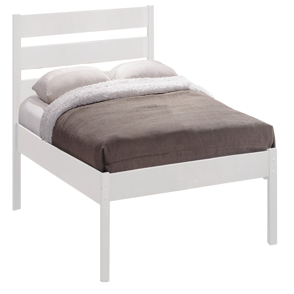 image 1 of 4ft6 Double White wood wooden bed frame.Low foot end, bedstead. Shaker style, horizontal top rail.