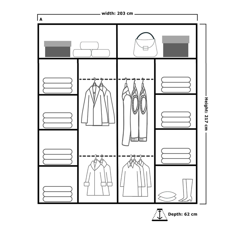 image 1 of Alfa Double Sliding Door Wardrobe with Mirror for Bedroom - White 203cm