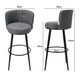 image 5 of Living and Home Linen Upholstered Bar Stool x2 - Grey