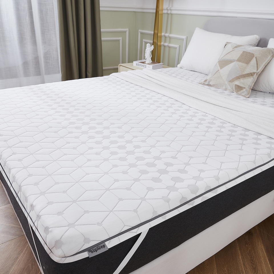 image 1 of Ezysleep All Seasons Luxury Memory Foam Breathable Mattress Topper Premium Quality | White | White