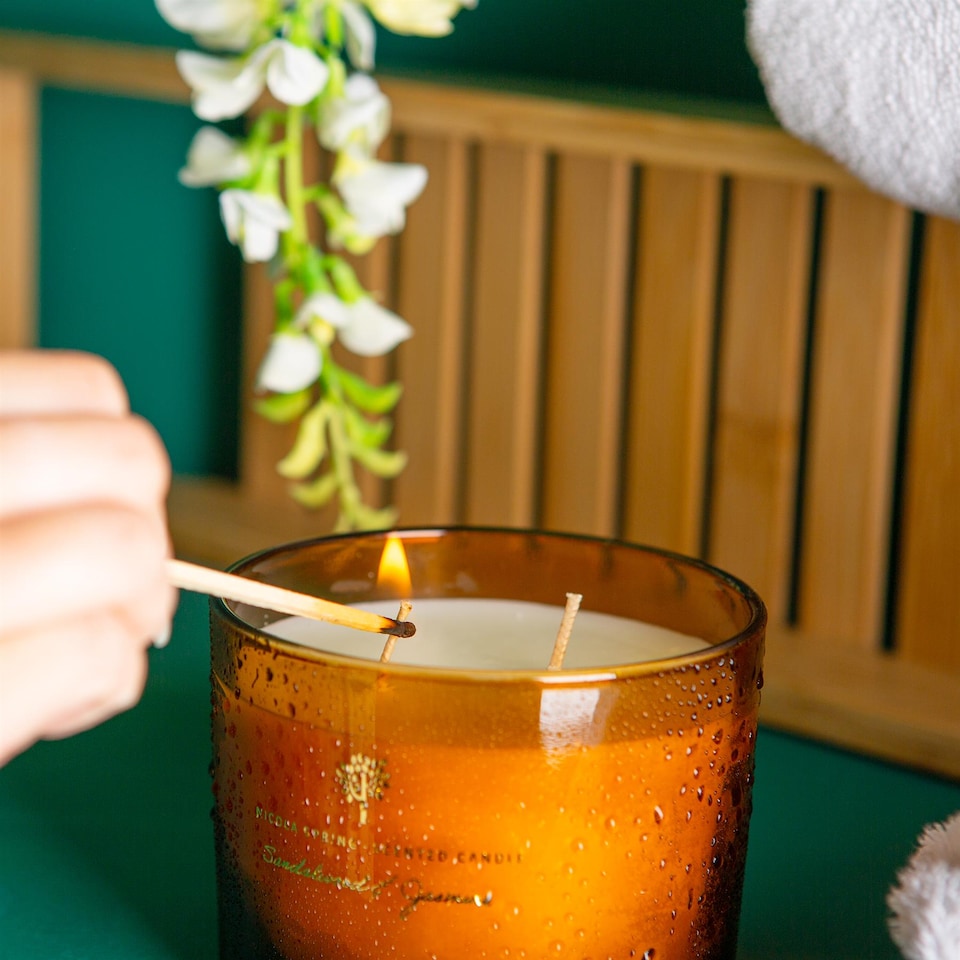 image 1 of Nicola Spring Soy Wax Scented Candle - 350g - Sandalwood & Jasmine | Orange | Orange