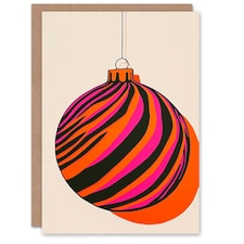 Vibrant Bauble Pink Orange Modern Fun Xmas For Mum Christmas Card