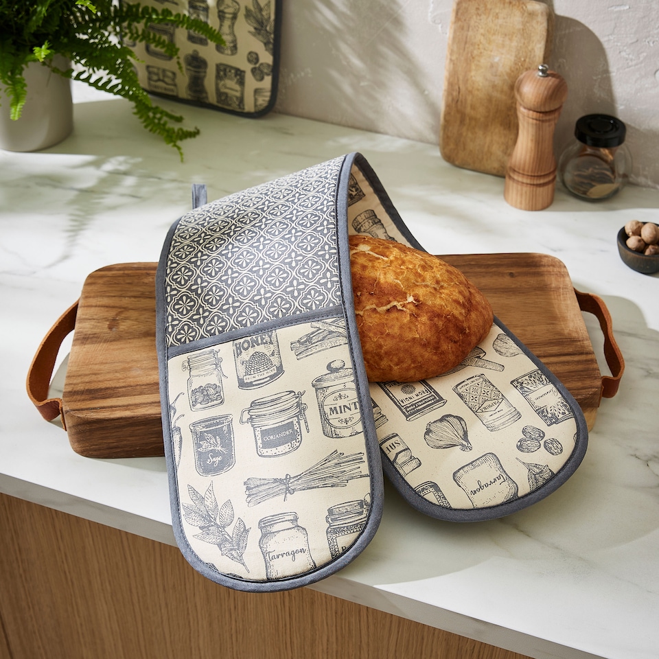 image 1 of Ulster Weavers Herbs & Spices Double Oven Glove Grey