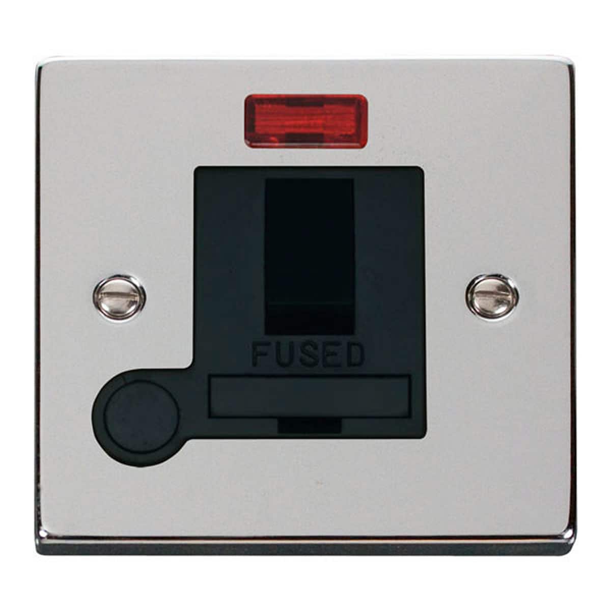 SE HOME Polished Chrome 13A Fused Connection Unit Switched With Neon With Flex Chrome Polished Chrome