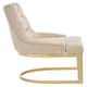 image 3 of Interiors by Premier Luxurious Natural Dining Chair,  Gold Finish Accent Chair With Button Tufted Backrest, Armless Modern Chair Cream