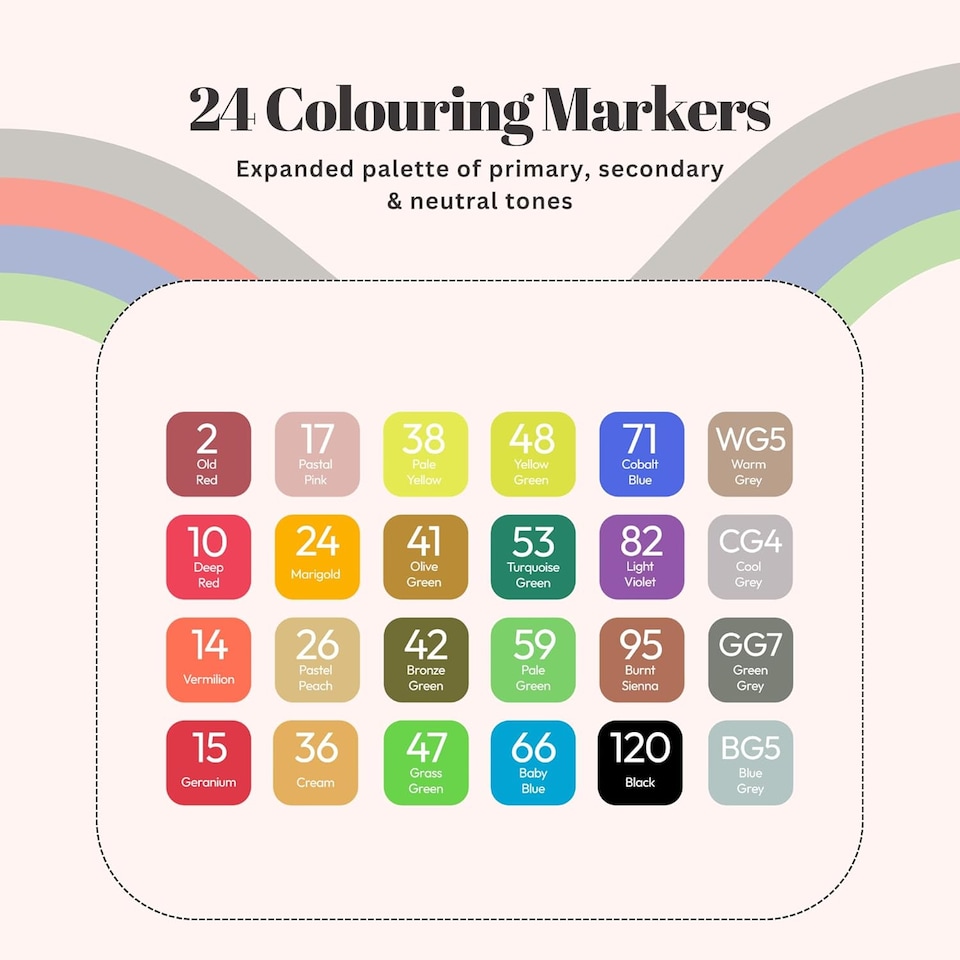 image 1 of Straame Alcohol Markers – Dual-Tip Colouring Pens, (Set of 24)