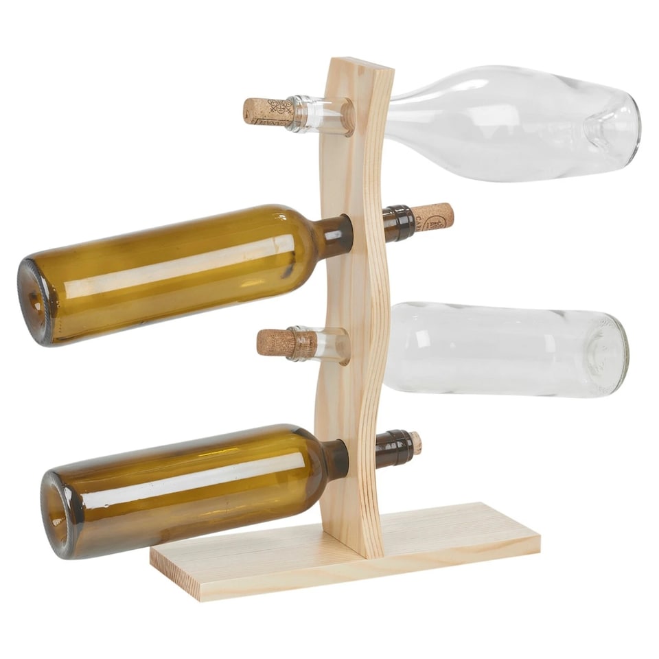 image 1 of 4 Bottle Wooden Wine Rack Free Standing Insert Kitchen Countertop Storage Holder