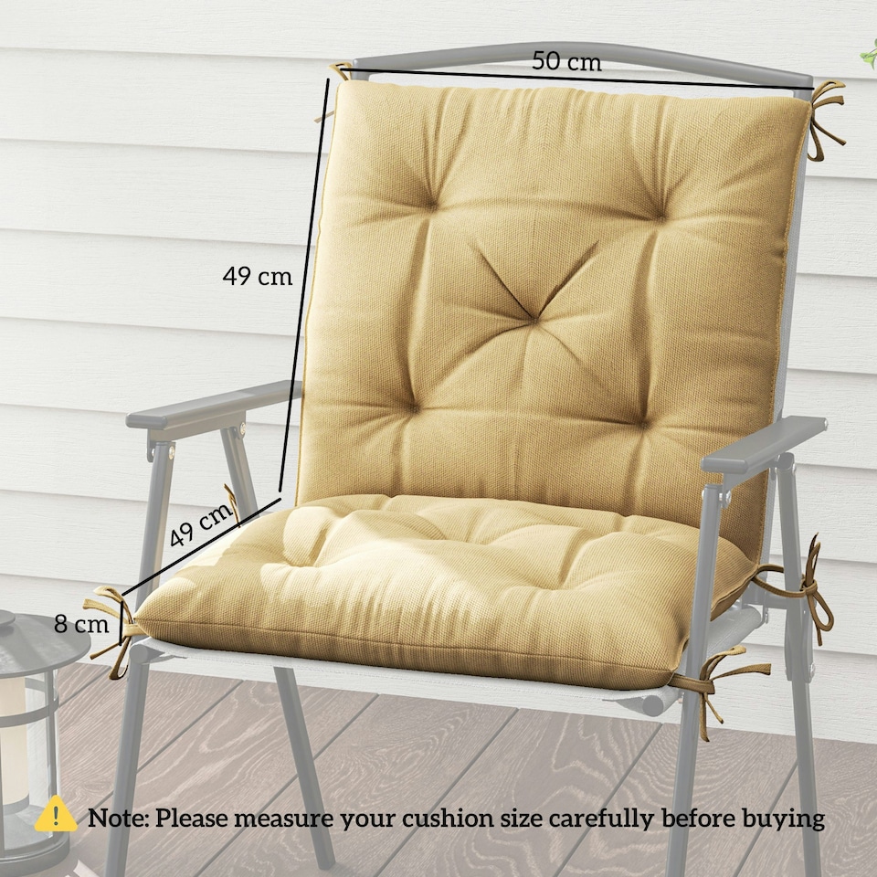 image 1 of Outsunny Set of 2 Garden Chair Cushions Seat Pad for Outdoor & Indoor Use 