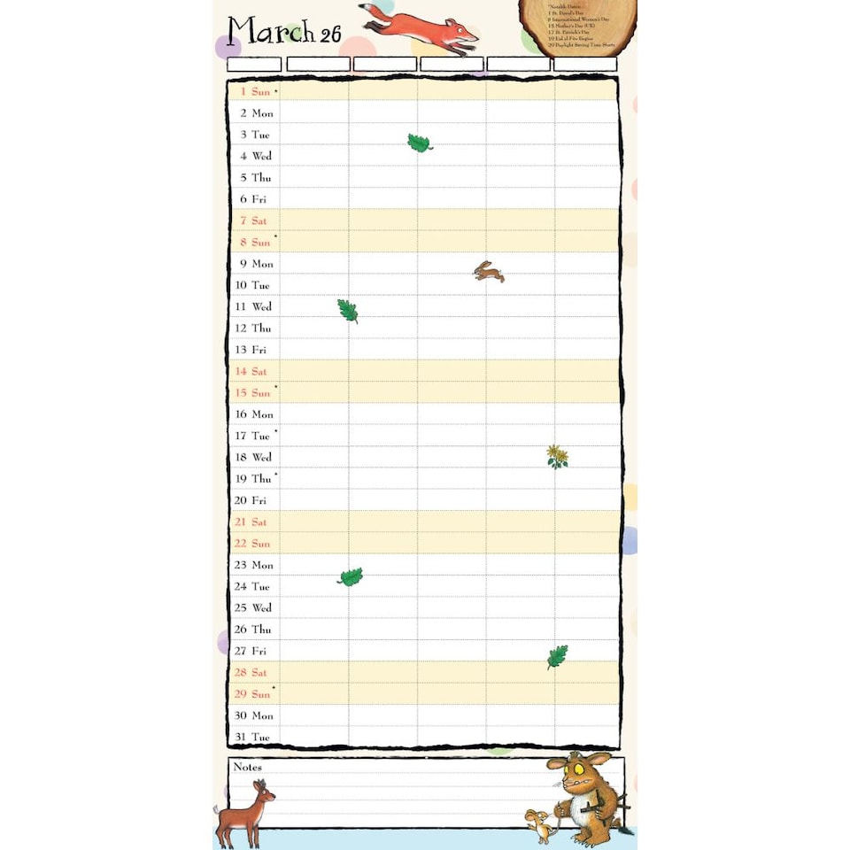 image 1 of THE GRUFFALO 2026 FAMILY ORGANISER CALENDAR (WITH POCKET AND STICKERS)
