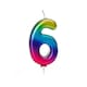 image 2 of Anniversary House Age 6 Metallic Numeral Moulded Pick Candle Rainbow
