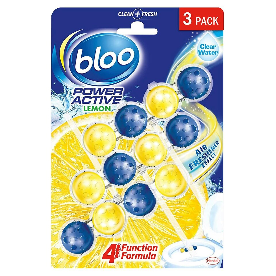 image 1 of Bloo Power Active Toilet Rim Block Lemon Anti-Limescale 3 x 50g, 5 packs | Multi | 5 Pack | 5