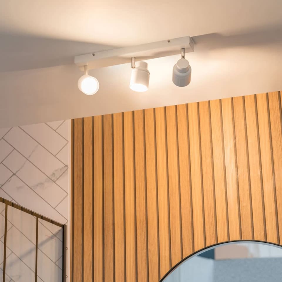 image 1 of ValueLights Benton White IP44 Spotlight Bathroom Ceiling Light | White