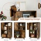 image 4 of COSTWAY Freestanding Wooden Sideboard Storage Cabinet with 2 Doors Brown