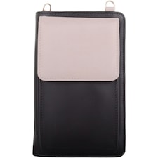 Lightweight Genuine Leather Travel Phone Cross Body Shoulder Bag Black | Black/Ivory