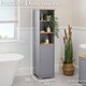 image 3 of Christow Bathroom Shelf Cabinet Grey Bamboo Freestanding Tallboy Storage Unit