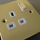 image 5 of SE HOME Polished Brass 2 Gang 13A DP Ingot 1 USB Twin Double Switched Plug Socket | Gold | Polished Brass