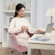 image 8 of HOMCOM Armless Desk Chair Home Office Chair w/ Wide Seat Tilt Function Pink 