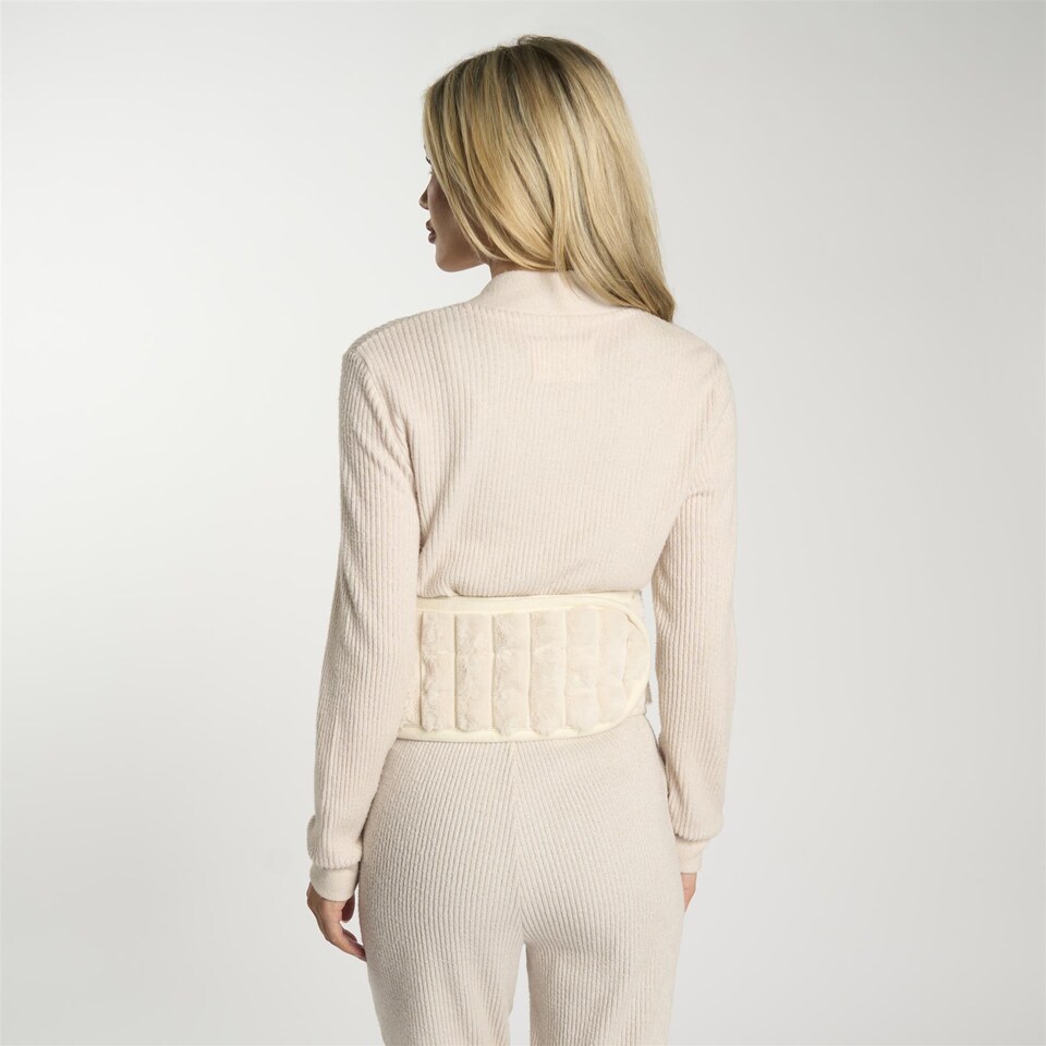 image 1 of OHS Ribbed Fleece Hot Water Bottle Belt Adjustable Heating Wrap | Cream