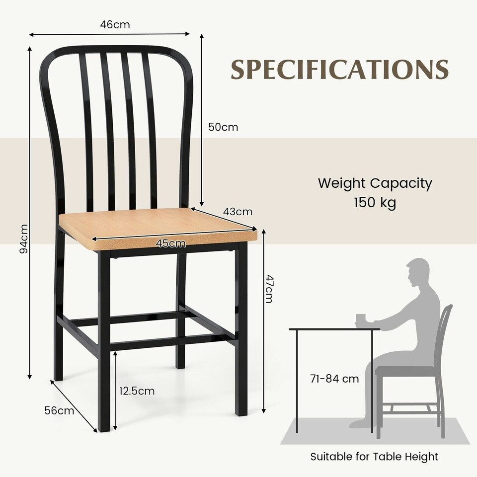 image 1 of COSTWAY Set of 2 Dining Chair Armless Spindle Kitchen Chairs Black