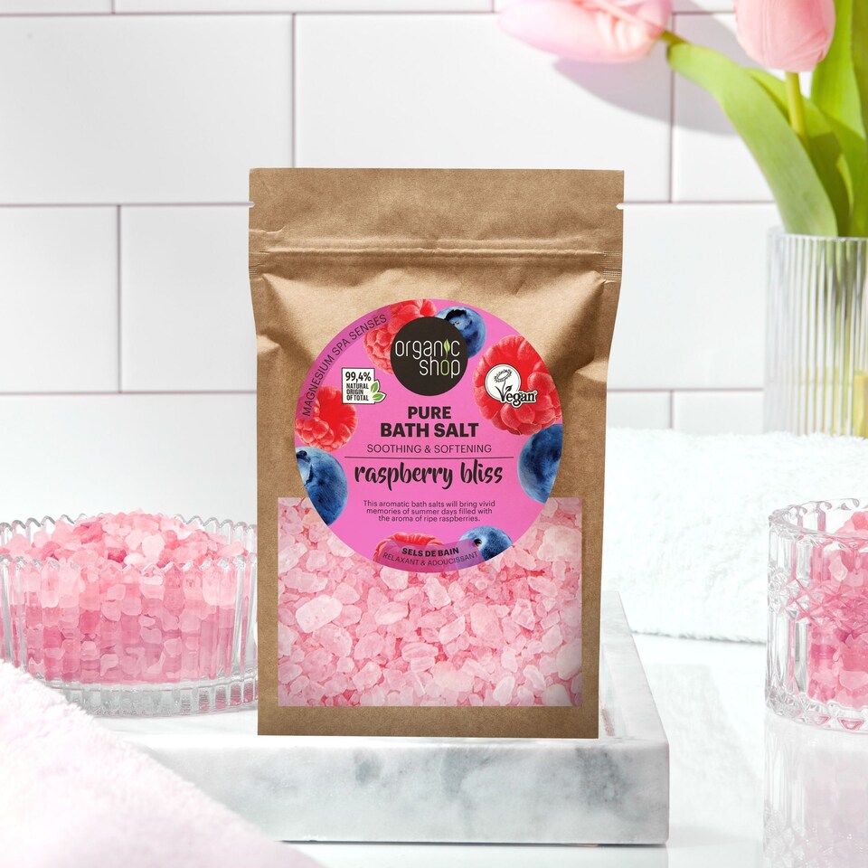 image 1 of Organic Shop Raspberry Bliss Pure Bath Salt 500g