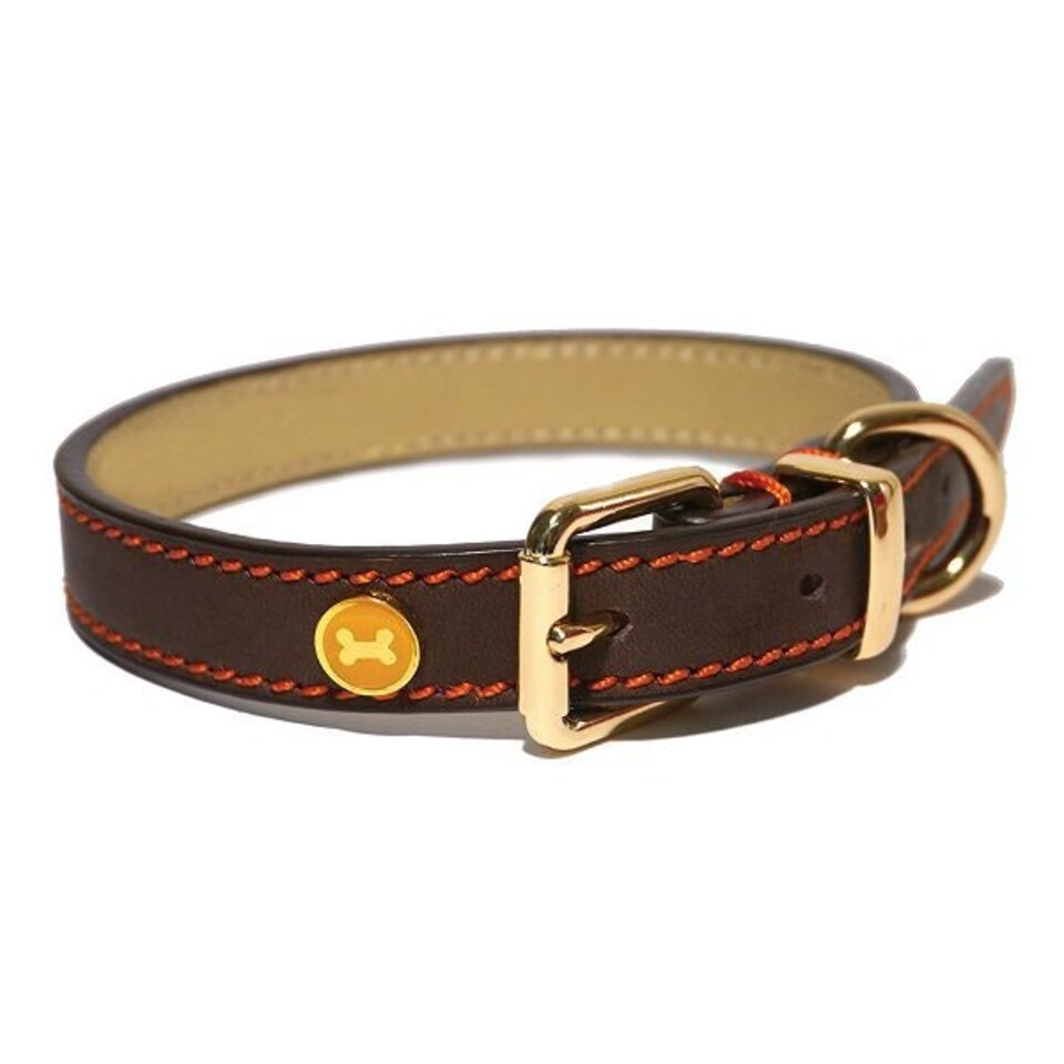 Rosewood Luxury Leather Dog Collar - Brown, Small