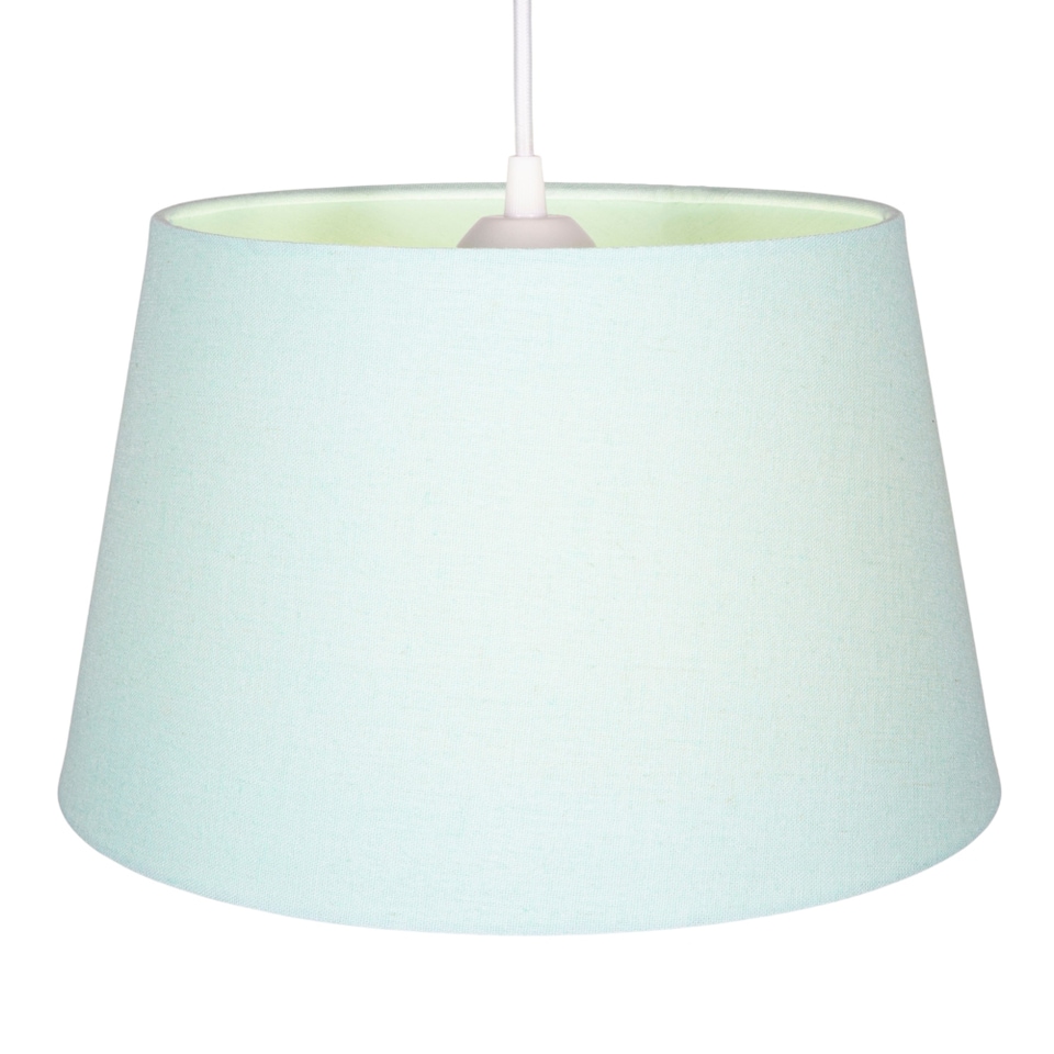 image 1 of Traditional 30cm Duck Egg Linen Fabric Drum Table-Pendant Lampshade 60w Maximum | Blue