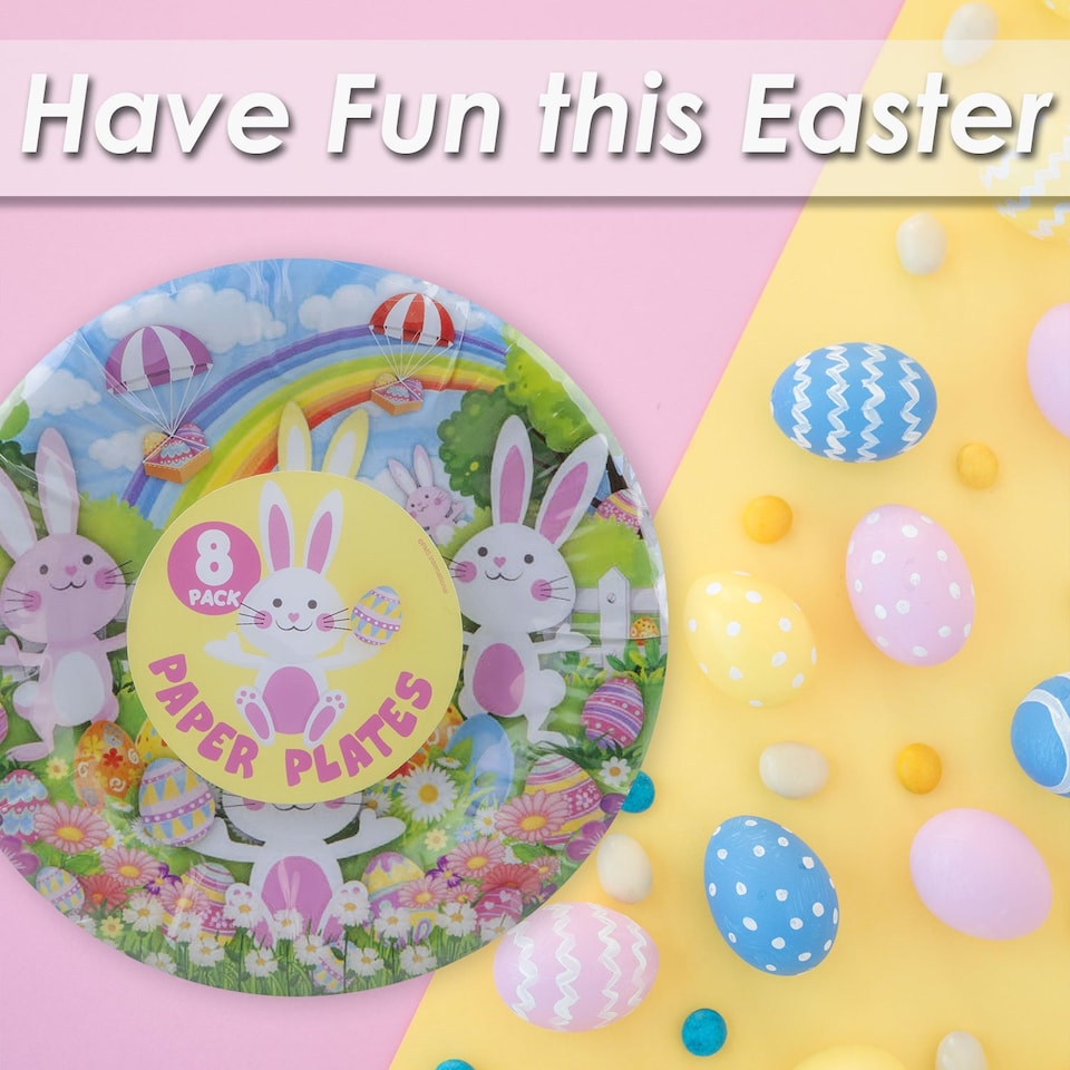 image 1 of vfm-estore Easter Paper Plates 8-Pack - 7" Bunny Design