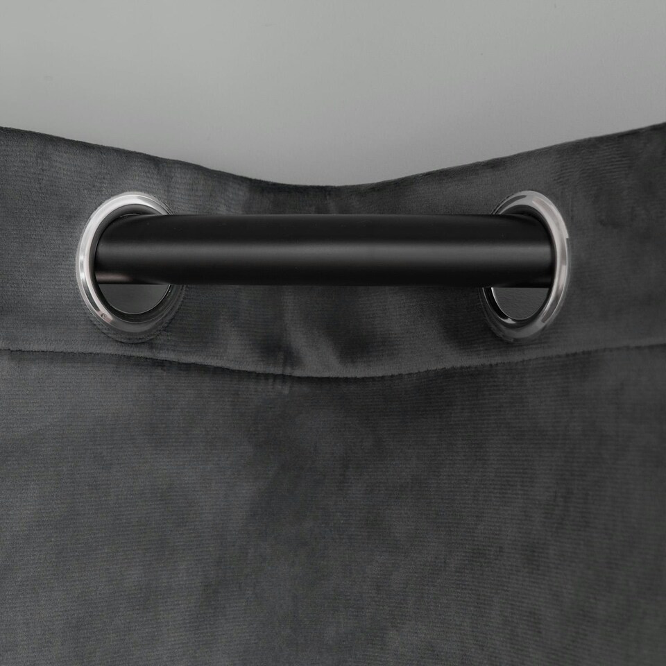 image 1 of OHS Matte Velvet Thermal Lined Eyelet Curtains, 66x90" - Charcoal