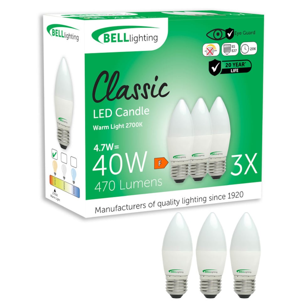 image 1 of BELL Lighting E27 Edison Screw LED Candle  Warm White 2700K 4.7W Light Bulb