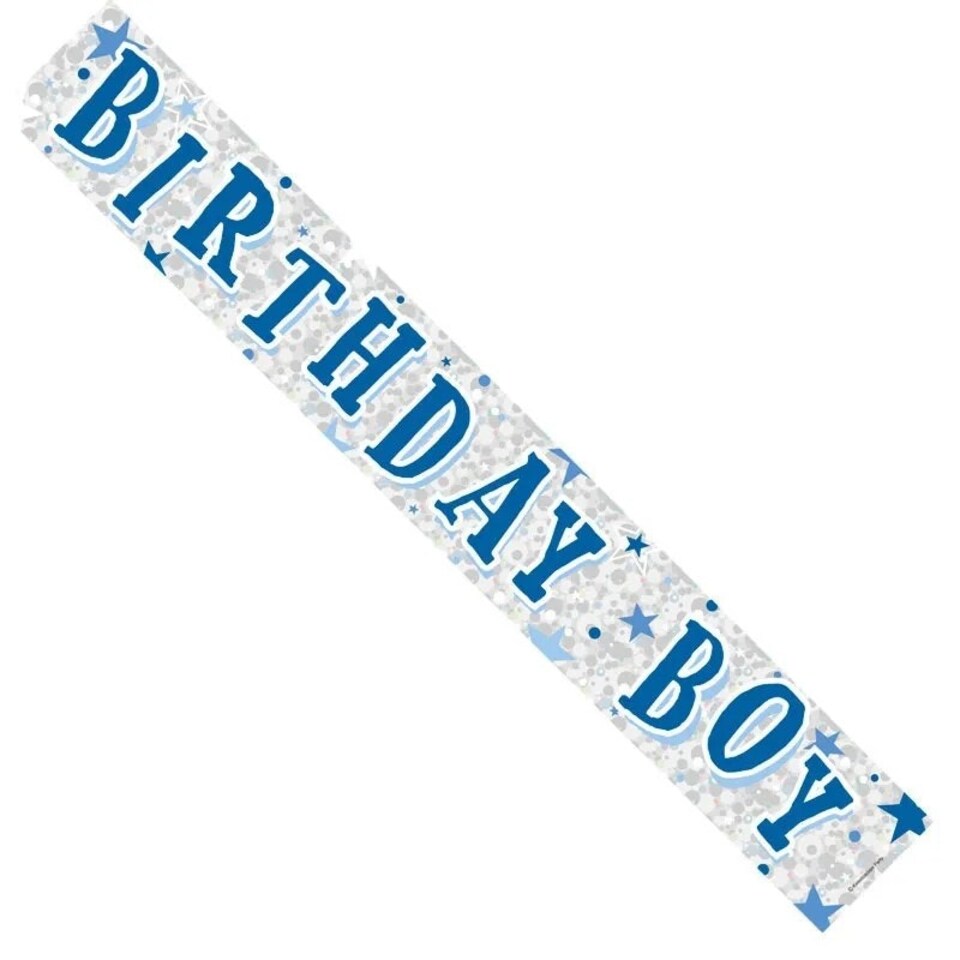 Apac Birthday Boy Banner - Silver/Blue - One Size