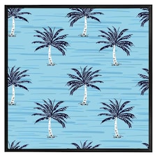 Palm trees on blue (Picutre Frame) Black | M
