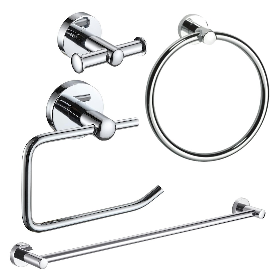 image 1 of Showerdrape Modernity Chrome Stainless Steel Wall Mounted 4 Piece Bathroom Accessory Set
