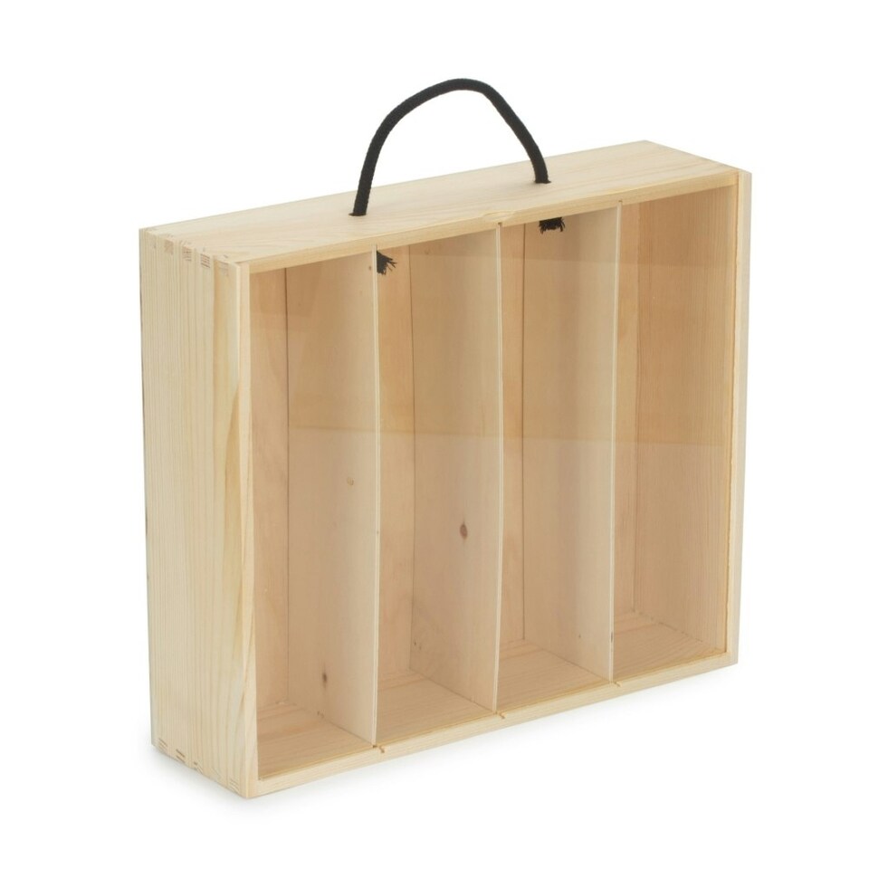 image 1 of 4 Beer Bottle Pinewood Carry Case with Acrylic Lid Brown | Brown | One Size