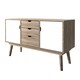 image 1 of Scandi 2 Door 3 Drawer Oak Sideboard - MDF - L45 x W125 x H77 cm - White Brown