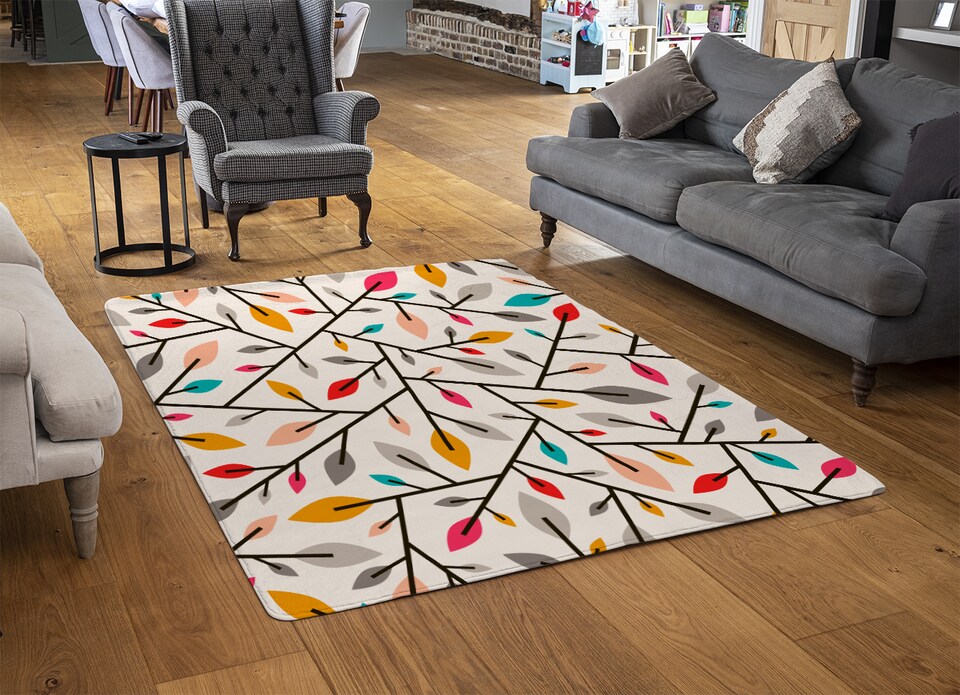 image 1 of Autumn Leaves And Twigs Rug | Multi