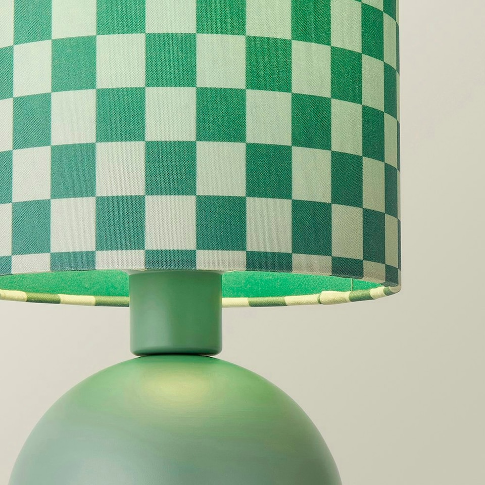 image 1 of ValueLights Miley Green Checkerboard Drum Lamp Shade Moss Green Table Lamp Green