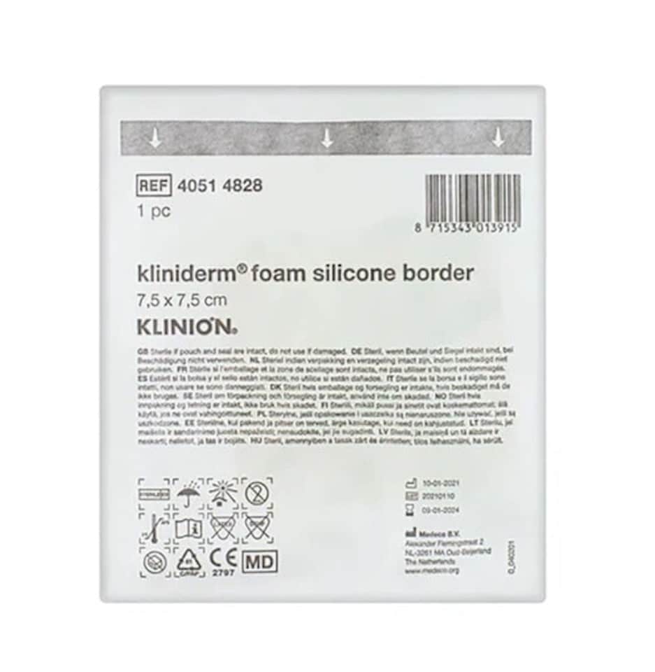 image 1 of Kliniderm Silicone Border Dressing 7.5cm x 7.5cm Pack of 5