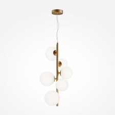 Maytoni Dallas Modern 6 Light Globe Pendant Ceiling Light Gold, Matte White Shade, G9