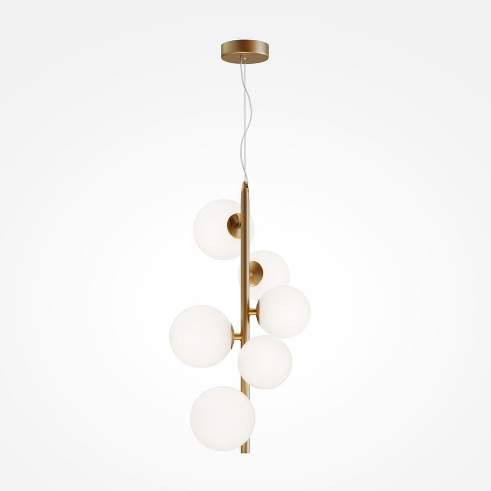 image 1 of Maytoni Dallas Modern 6 Light Globe Pendant Ceiling Light Gold, Matte White Shade, G9