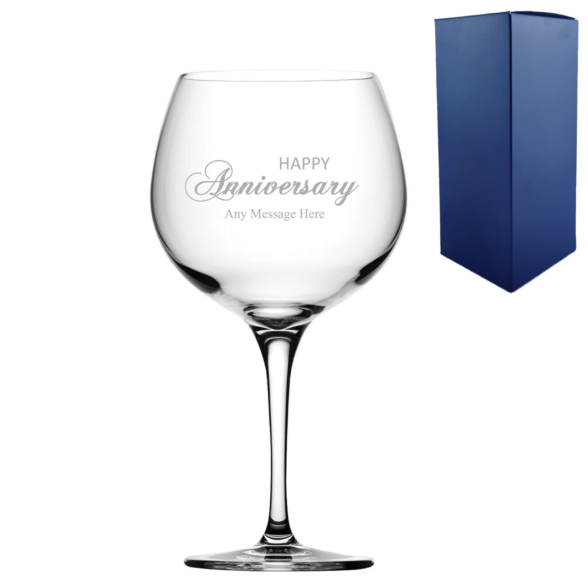Uniqueful Personalised Engraved Anniversary Gin Balloon Glass for Couple in Clear | Size: 20oz (550ml)