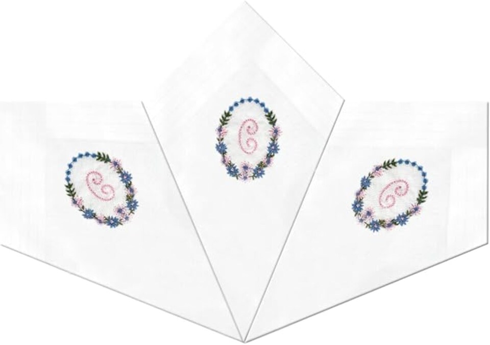 Warwick & Vance Ladies Initials Hankderchiefs, Letter C | White | C