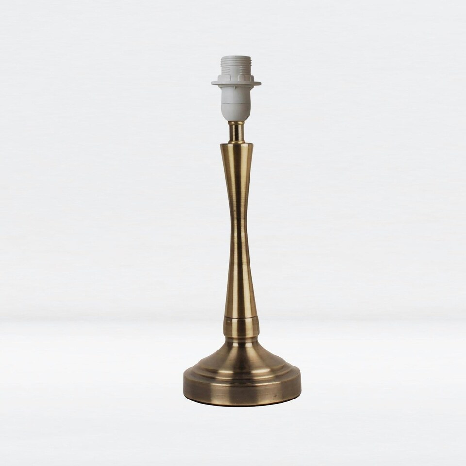 image 1 of First Choice Lighting Set of 2 Antique Brass Stick Table Lamp Bases with Stem Detail Bronze