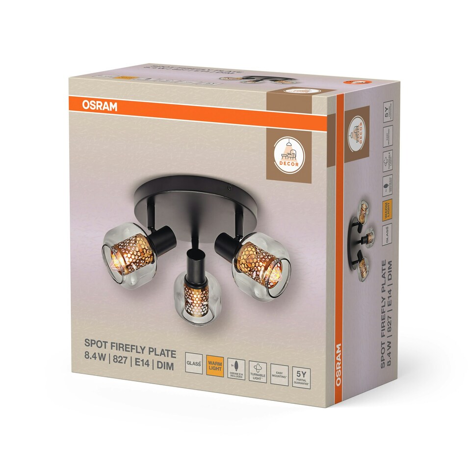 image 1 of Osram Decor Spot Firefly Ceiling Light 3 X 2.8W E14 Black Black