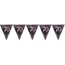 Amscan Sparkling Pink Celebration 70th Birthday Bunting - Black/Pink - One Size