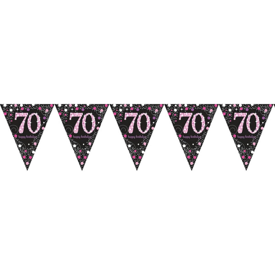 Amscan Sparkling Pink Celebration 70th Birthday Bunting - Black/Pink - One Size