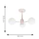 image 3 of ValueLights Marlow Blush Pink Opaque Glass Globe 3 Arm Ceiling Light with LED Bulbs