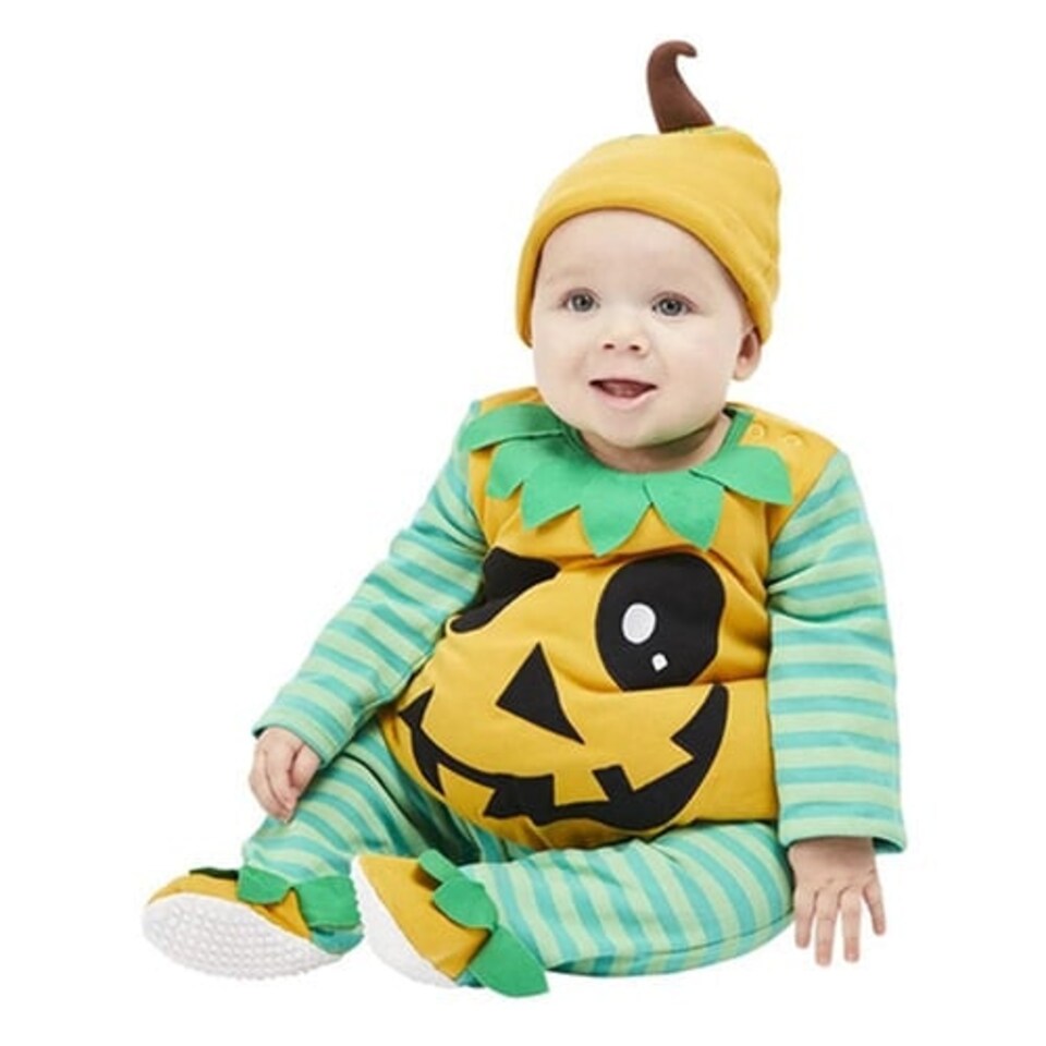 image 1 of Pumpkin Green Stripes Fancy Dress Costume Unisex Baby - 6-9 Months