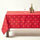 image 2 of Homescapes Red Reindeer 100% Cotton Christmas Tablecloth - 178 x 305 cm | Red | 178cm x 305cm (70" x 120")