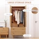 image 4 of HOMCOM 2 Door Wardrobe with 2 Drawers, Hanging Rail, Anti-tipping Design for Bedroom Clothes Storage Organiser, Natural Wood Colour